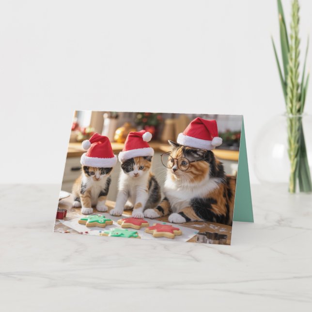 Tarjeta de galletas de Navidad de gato atigrado li (Anverso)