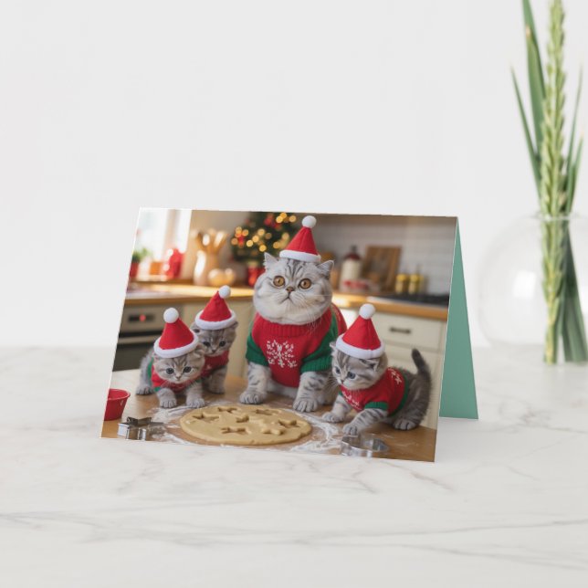 Tarjeta de galletas de Navidad de gato británico d (Anverso)