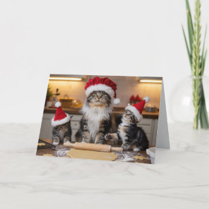 Tarjeta de galletas de Navidad de Maine Coon linda