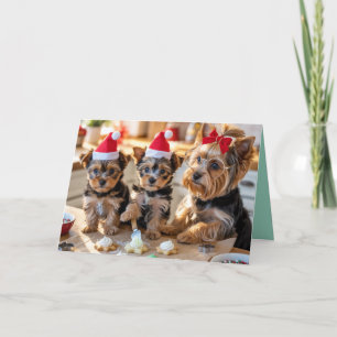 Tarjeta de galletas de Navidad de Yorkie lindo