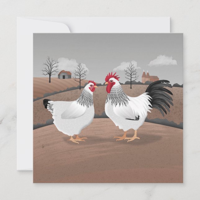 Tarjeta de gallo y gallina (Anverso)