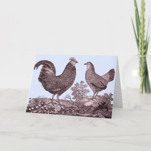Tarjeta de gallos y gallinas