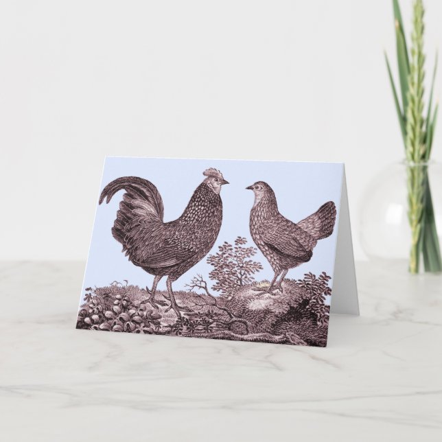 Tarjeta de gallos y gallinas (Anverso)