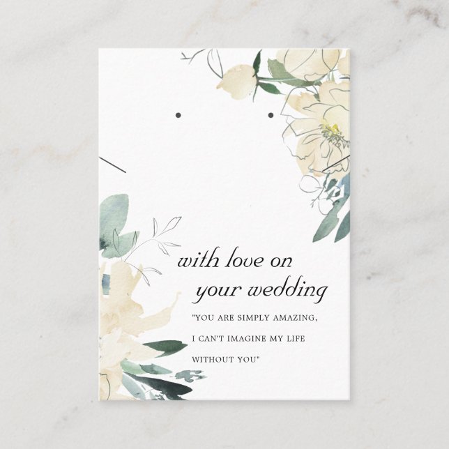 TARJETA DE GANANCIA DE REGALO DE BODA BLANCO FLORA (Anverso)