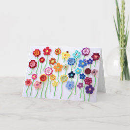 Tarjeta de ganchillo de campo de flores
