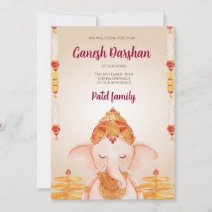 Tarjeta de Ganesh Chaturthi Ganpati digital invita