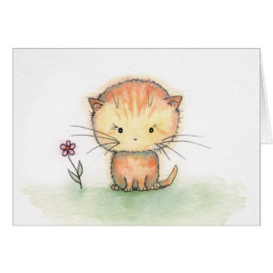 Tarjeta de gatito de gato Naranja lindo Tabby