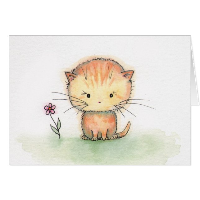 Tarjeta de gatito de gato Naranja lindo Tabby (Anverso (Horizontal))