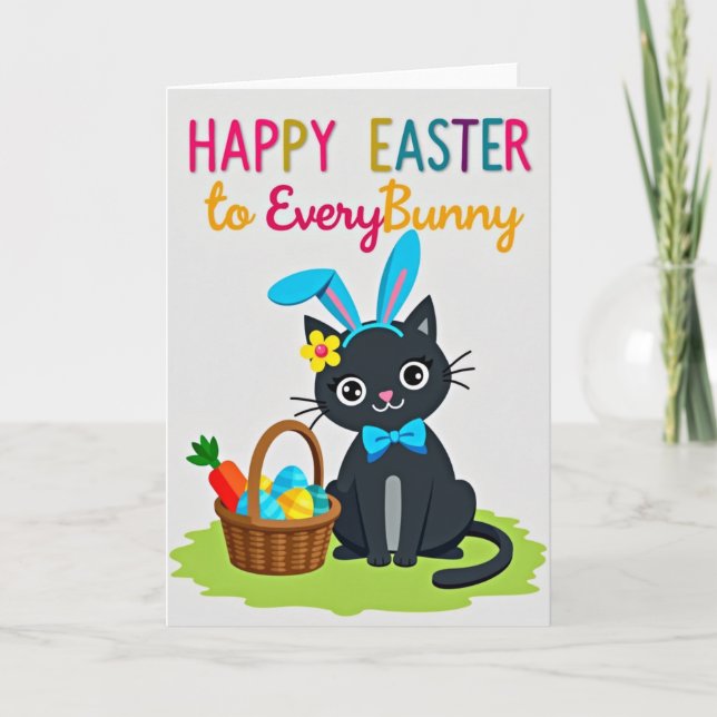 Tarjeta de gatito de Pascua de oro falso (Anverso)