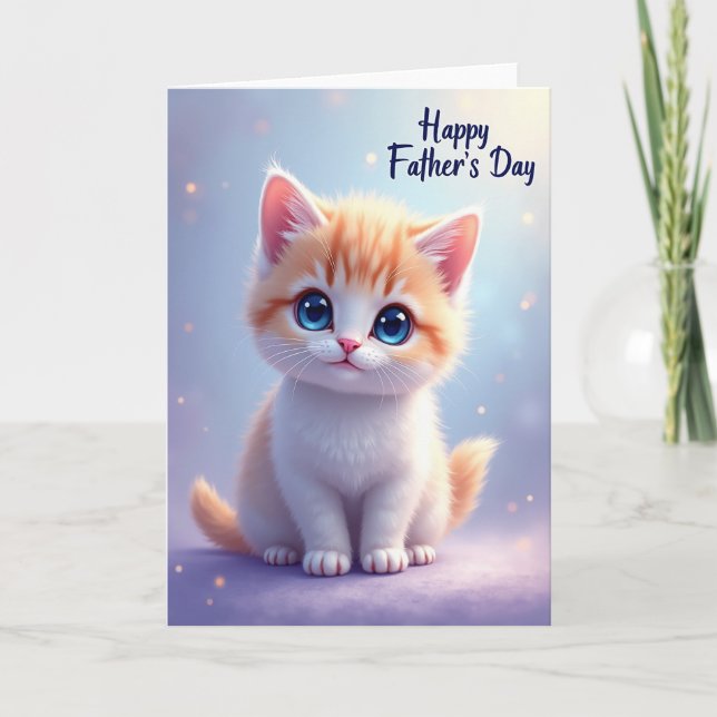 Tarjeta de gatito de rayas del Día del Padre (Anverso)