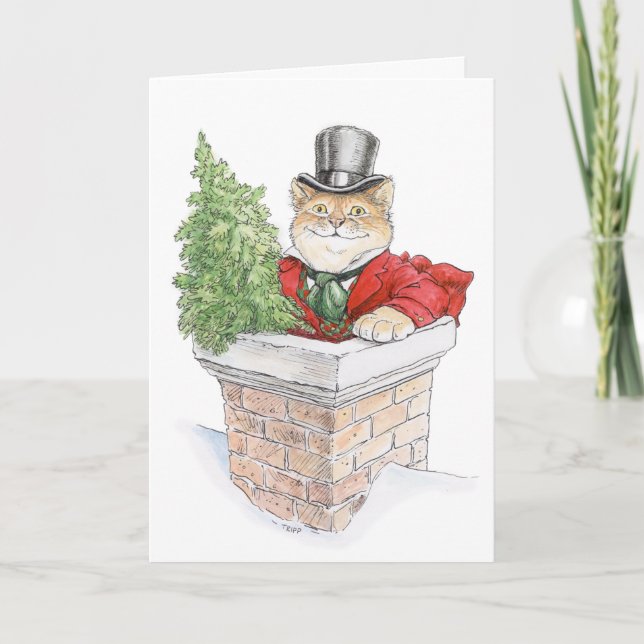 Tarjeta de gatito del árbol de Navidad (Anverso)