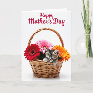 Tarjeta de Gatito Floral Dulce