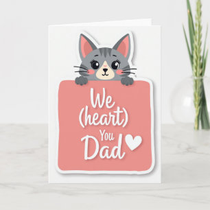 Tarjeta de Gatito Gris Te Amamos Papá