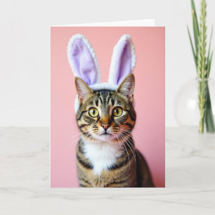 Tarjeta de gatito lindo con orejas