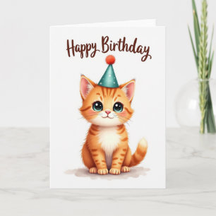 Tarjeta de gatito naranja adorable
