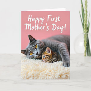 Tarjeta de gatito para el primer día de la madre