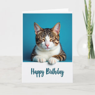 Tarjeta de gato a rayas alegre