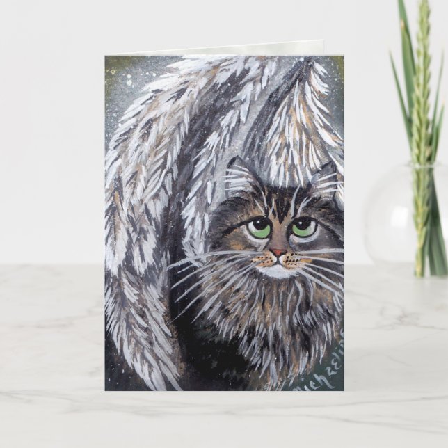 Tarjeta de gato Angel Maine Coon (Anverso)