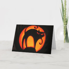 Tarjeta de gato aterradora de Halloween