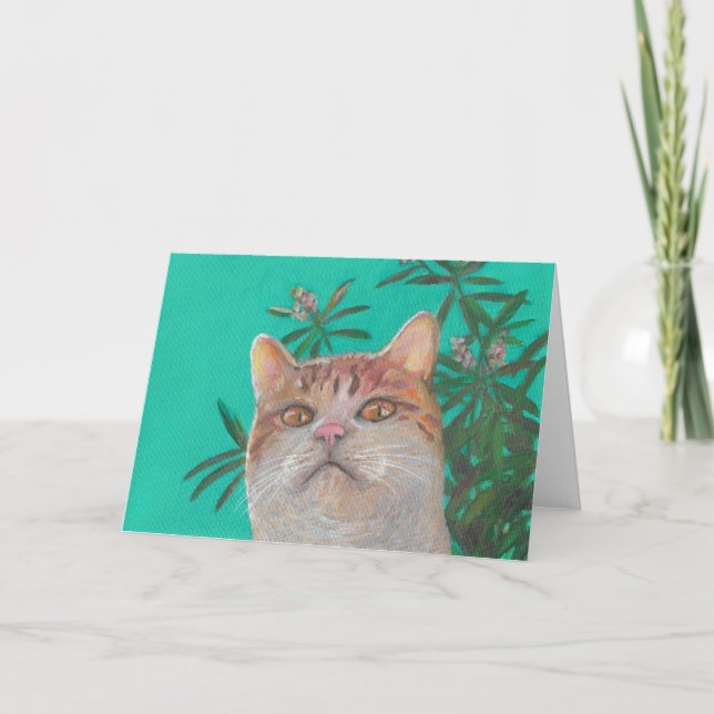 Tarjeta de gato bajo árbol (Anverso)