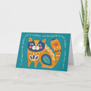Tarjeta de gato Boho con cotización