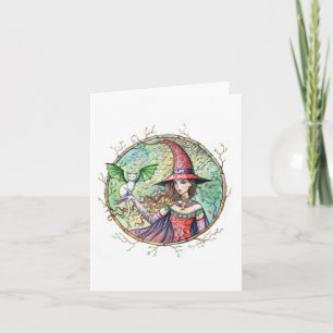 Tarjeta de gato bruja de Halloween de Mystic Wood