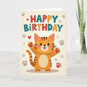 Tarjeta de gato caprichoso alegre