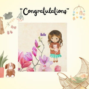 Tarjeta de gato Chica personalizada de texto de sa