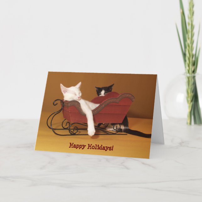 Tarjeta de gato con Navidades humorísticos conmoci (Anverso)
