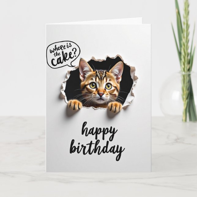 Tarjeta de gato curioso dulce (Anverso)