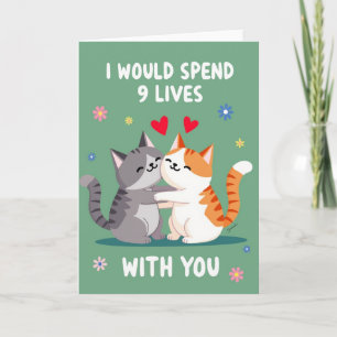 Tarjeta de gato de 9 vidas de amor eterno