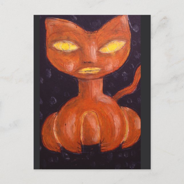 Tarjeta de gato de calabaza de Denis Gaston Art (Anverso)