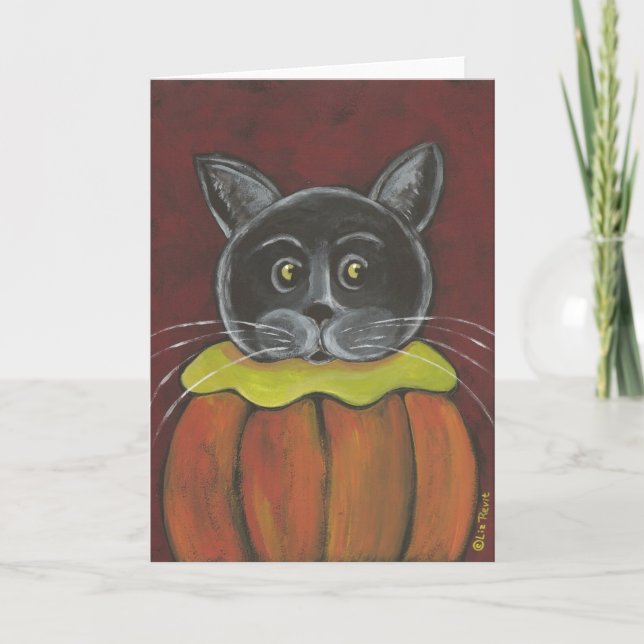 Tarjeta de gato de calabaza de Liz Revit (Anverso)