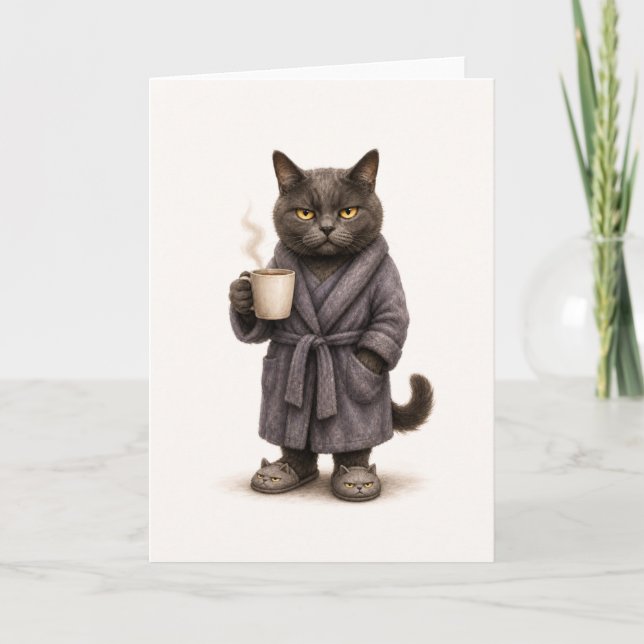 Tarjeta de gato de estado de ánimo matutino (Anverso)