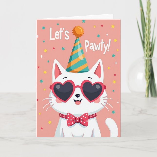 Tarjeta de gato de fiesta (Anverso)
