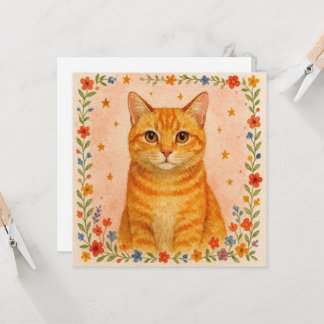 Tarjeta de gato de flor.