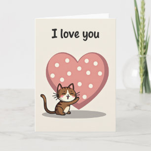 Tarjeta de gato de lunares en 3D 'Te amo'