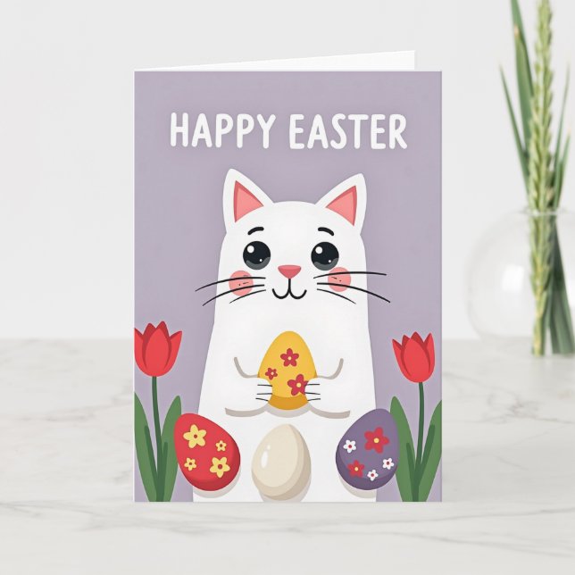 Tarjeta de gato de primavera de oro falso (Anverso)