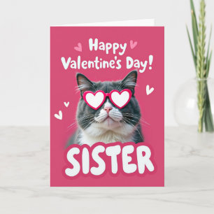 Tarjeta de gato de San Valentín para hermana
