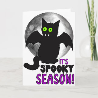 Tarjeta de gato de temporada de fantasía