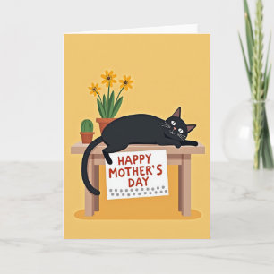 Tarjeta de gato del día de la madre rústica