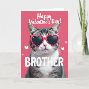 Tarjeta de gato del hermano Valentine Heart
