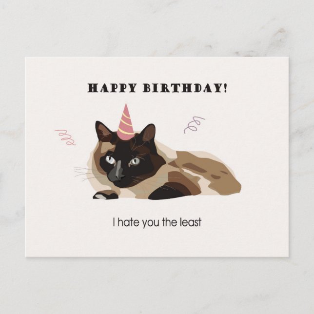 Tarjeta de gato divertida de cumpleaños feliz (Anverso)