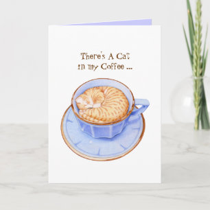 Tarjeta de gato en café