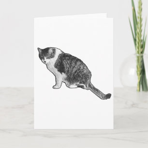 Tarjeta de gato en trama de semitonos comparte cál