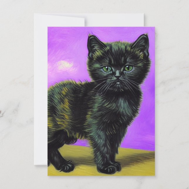Tarjeta de gato estilo Van Gogh (Anverso)