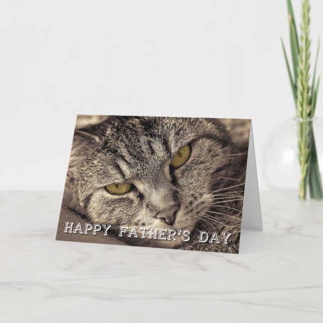 Tarjeta de gato feliz del día del padre (Anverso)