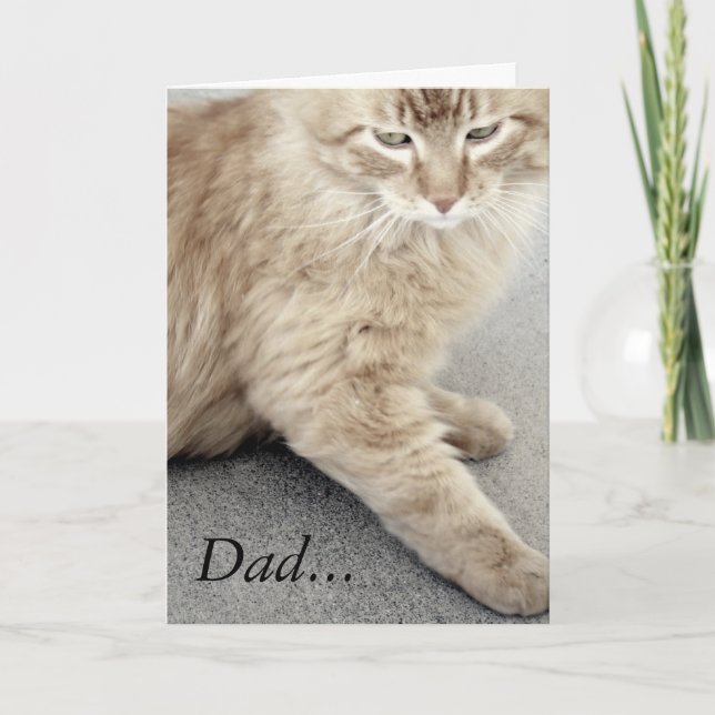 Tarjeta de gato feliz del día del padre (Anverso)