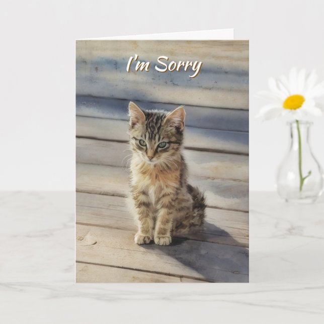 Tarjeta de gato gatito lindo Lo siento (Planta pequeña)