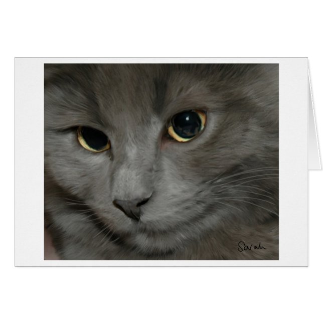 Tarjeta de gato gris (Anverso (Horizontal))